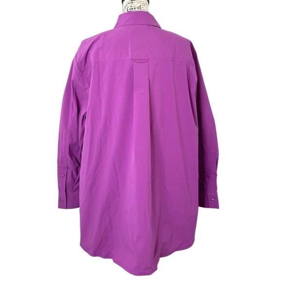 Athleta Oversized Poplin Performance Top Button-Up Shirt Purple Size M NEW $129 - Picture 2 of 9